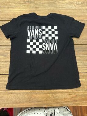 Vans Black Tee with White Checkerboard Logo